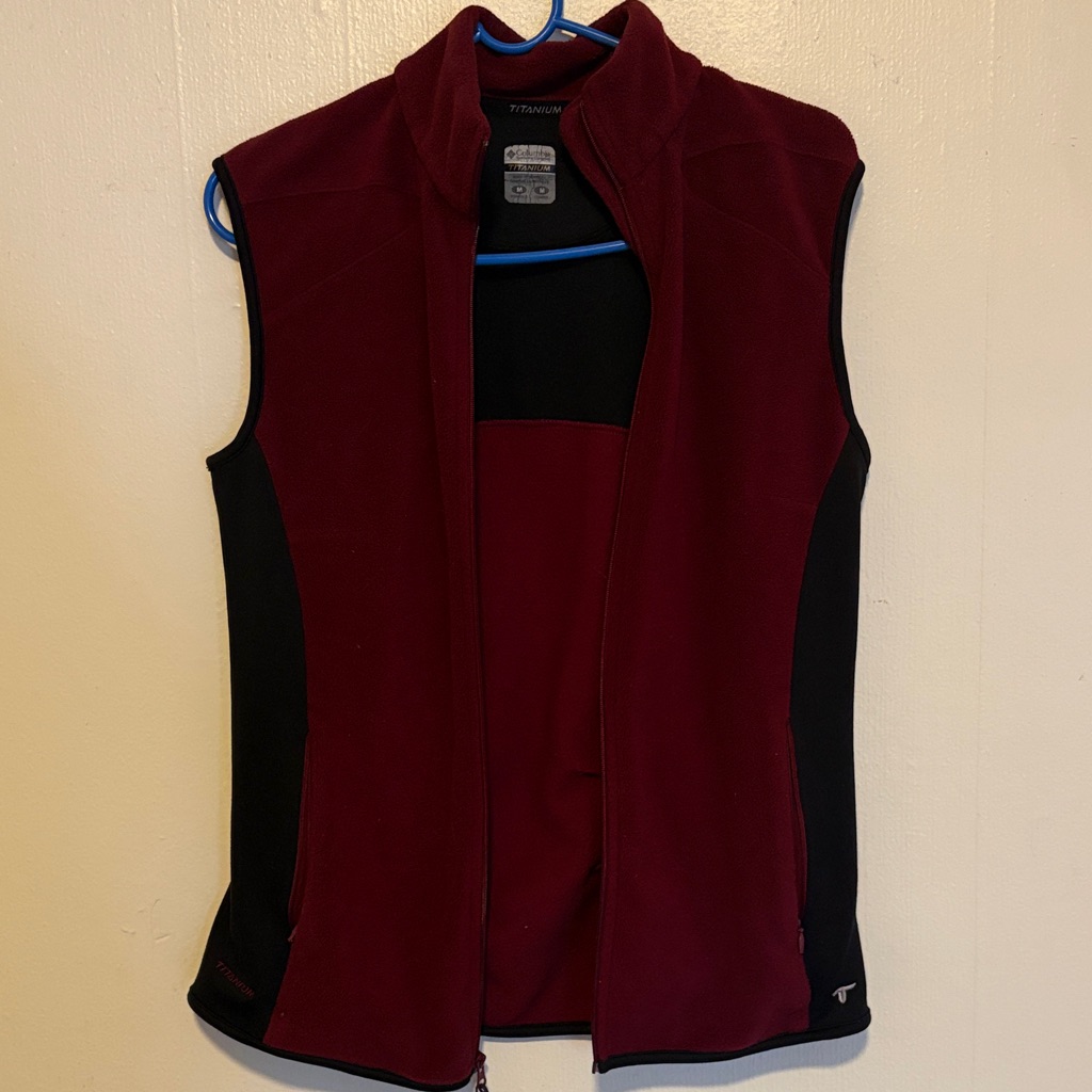 Titanium Burgundy And Black Fleece Vest With Zip